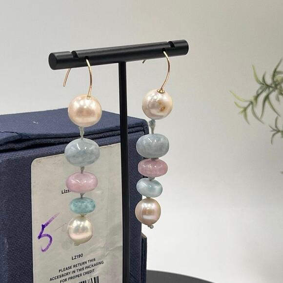 LIZZIE FORTUNATO Designer Heron Pearl, Aquamarine, Kunzite, Larimar
Drop Earring - Picture 1 of 8